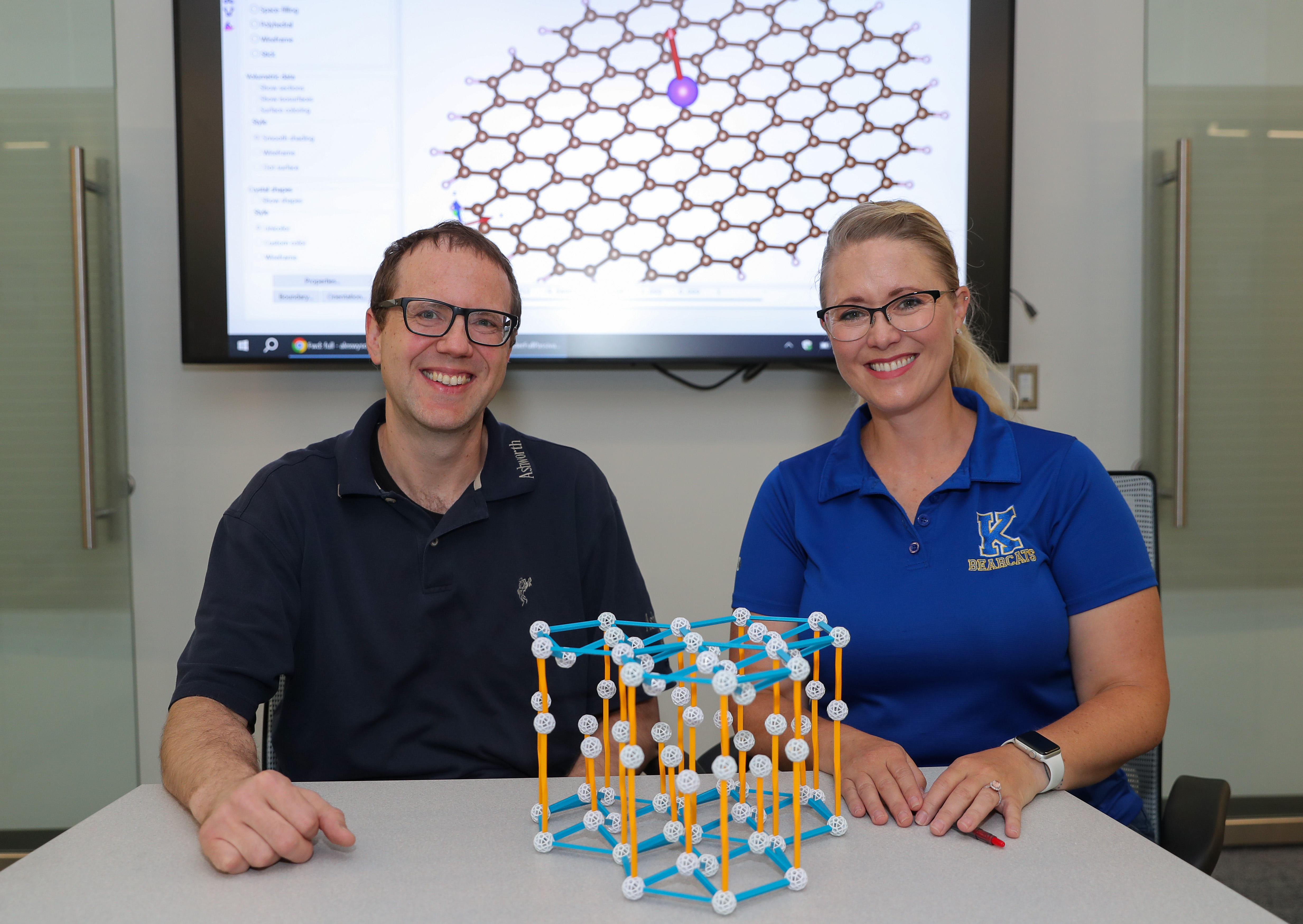 UNK Assistant Professor of Physics Alex Wysocki (left) and Kearney High School chemistry teacher Alison Klein collaborate on quantum materials in the summer of 2023 via an “RET” (Research Experience for Teachers) funded by the National Science Foundation via Nebraska EPSCoR.